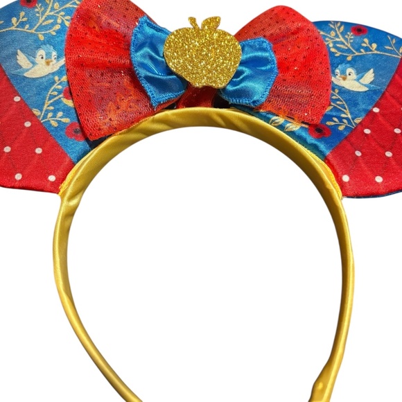 Disney Princess Snow White Mickey Mouse EARS Head Band-Park Style Apple Red Bow - Picture 2 of 5